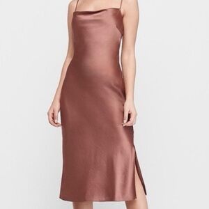 Express satin cowel neck slip dress - copper brown